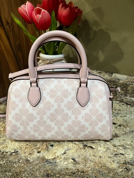 Kate Spade NWOT Spade Flower Small Dolly Duffle In Rose Smoke Multi - Picture 6 of 10